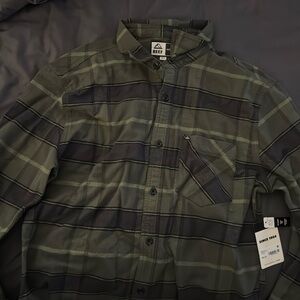Reef Anders Long Sleeve Woven Shirt Medium New